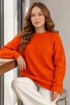 Desenli Triko Kazak R4514 Oranj