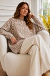 Leopar Desenli Tunik R7185 Bej
