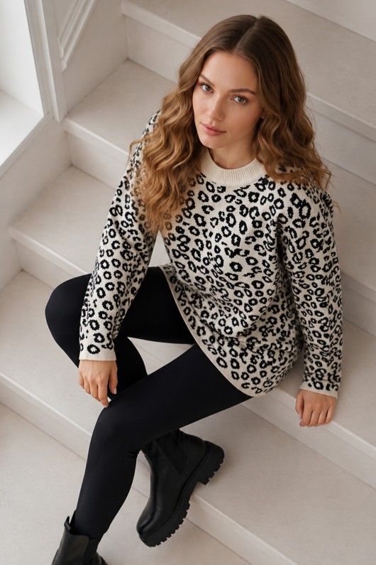 Leopar Desenli Tunik R7185 Ekru Leopar Desenli Tunik R7185 Ekru