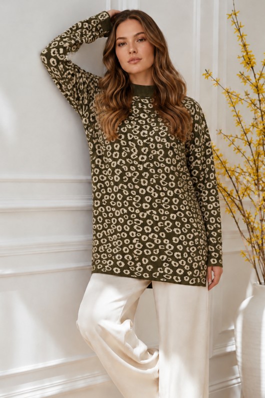 Leopar Desenli Tunik R7185 Haki Leopar Desenli Tunik R7185 Haki