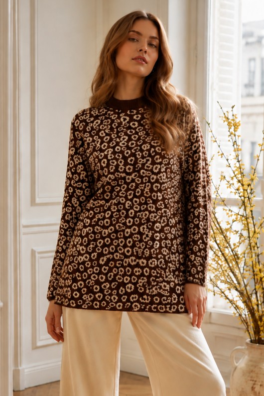 Leopar Desenli Tunik R7185 Kahverengi Leopar Desenli Tunik R7185 Kahverengi