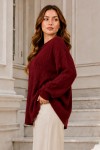 Örgü Desenli Triko Tunik R4484 Bordo