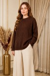 Örgü Desenli Triko Tunik R4484 Kahverengi