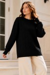 Örgü Desenli Triko Tunik R4484 Siyah