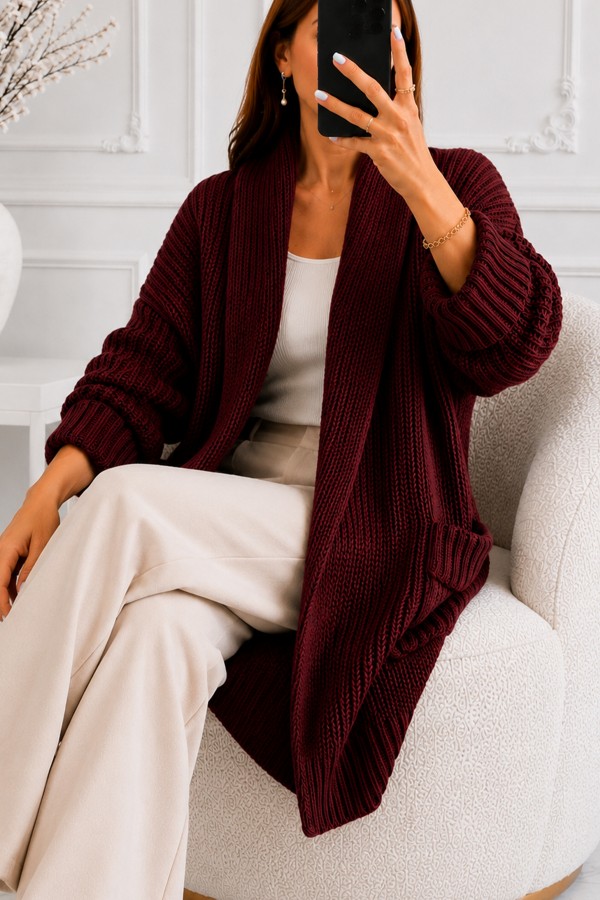 Cepli Triko Hırka R4596 Bordo