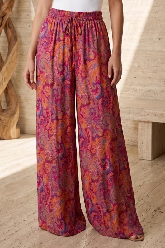 Etnik Desen Salaş Pantolon S2395 Mürdüm
