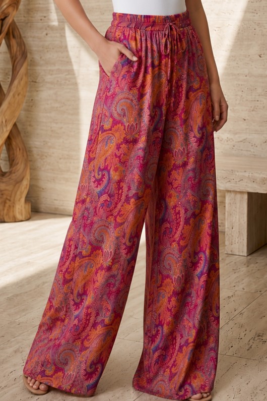 Etnik Desen Salaş Pantolon S2395 Mürdüm