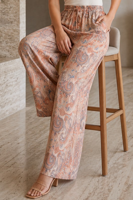 Etnik Desen Salaş Pantolon S2395 Somon