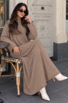 Örgü Desenli Triko Elbise K3031 Vizon