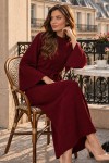 İnci İşlemeli Fitilli Triko Elbise K3068 Bordo