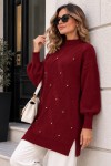Taş Detaylı Triko Kazak K6035 Bordo