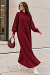 Taş İşlemeli Triko Elbise K3071 Bordo Taş İşlemeli Triko Elbise K3071 Bordo