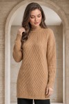 Desenli Triko Kazak K6030 Camel