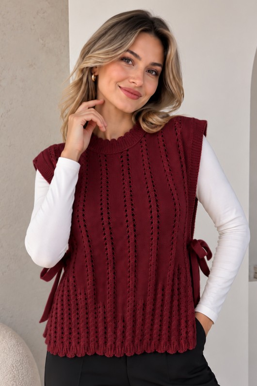 Akrilik Triko Süveter N521 Bordo Akrilik Triko Süveter N521 Bordo