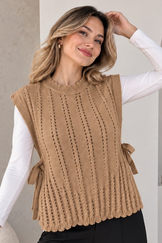 Akrilik Triko Süveter N521 Camel Akrilik Triko Süveter N521 Camel