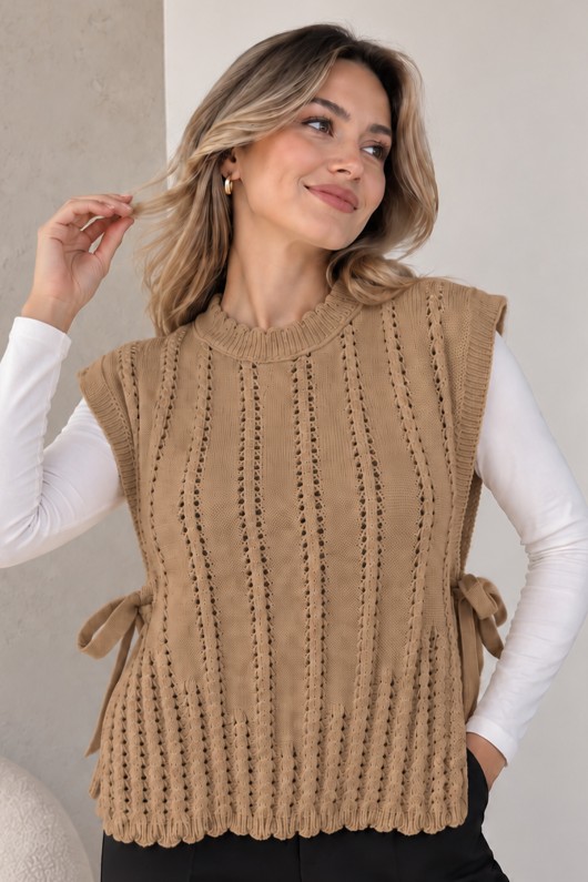 Akrilik Triko Süveter N521 Camel Akrilik Triko Süveter N521 Camel