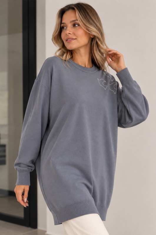 Nakışlı Merserize Tunik N3315 Gri Nakışlı Merserize Tunik N3315 Gri