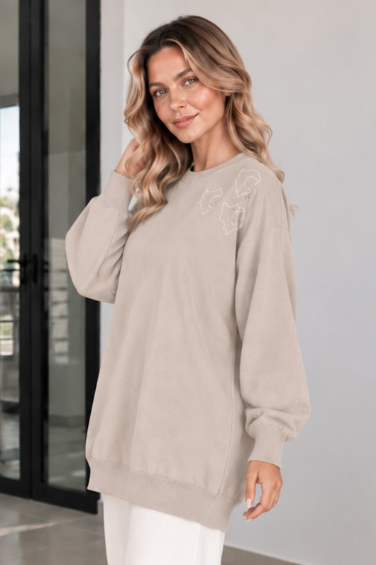 Nakışlı Merserize Tunik N3315 Taş Rengi Nakışlı Merserize Tunik N3315 Taş Rengi