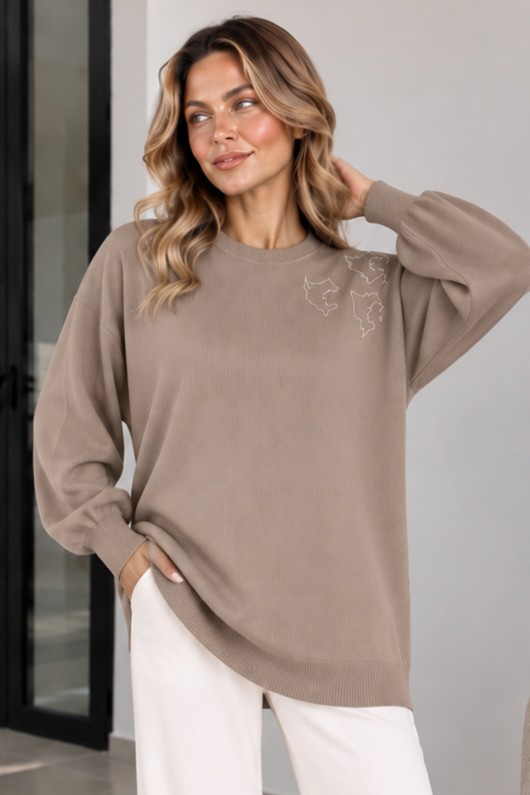 Nakışlı Merserize Tunik N3315 Vizon