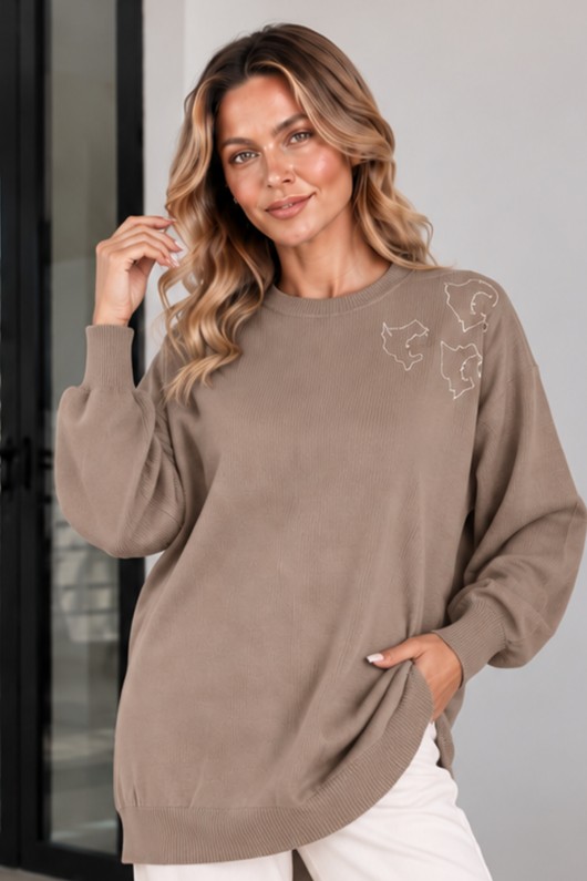 Nakışlı Merserize Tunik N3315 Vizon Nakışlı Merserize Tunik N3315 Vizon