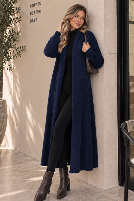 Sakallı Triko Uzun Hırka N3372 Lacivert Sakallı Triko Uzun Hırka N3372 Lacivert