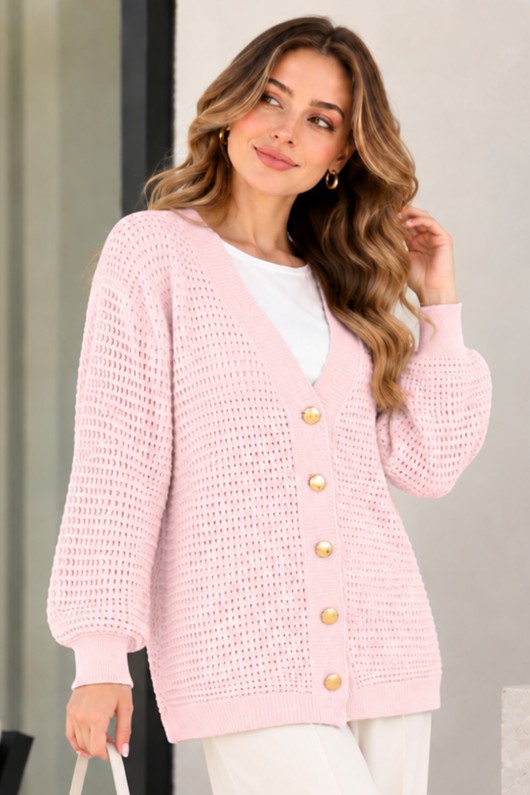 Ajurlu Merserize Hırka N3345 Pudra
