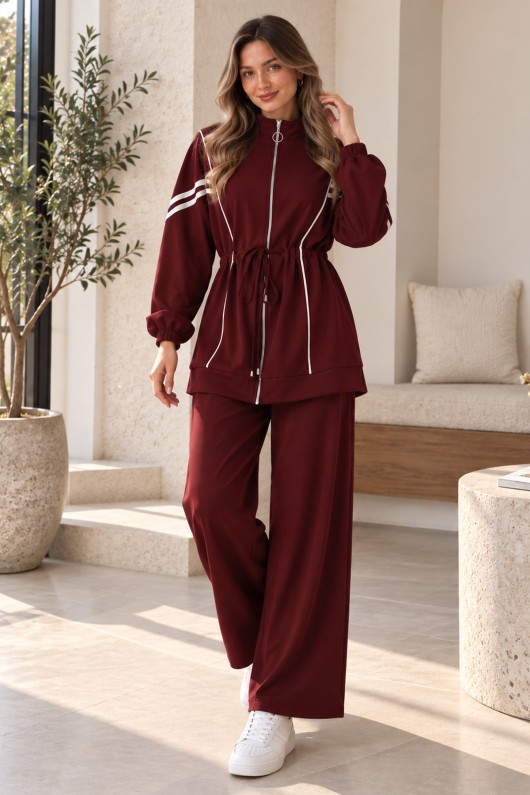 Biyeli Spor İkili Takım N8290 Mürdüm