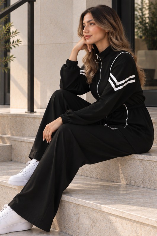 Biyeli Spor İkili Takım N8290 Siyah Biyeli Spor İkili Takım N8290 Siyah